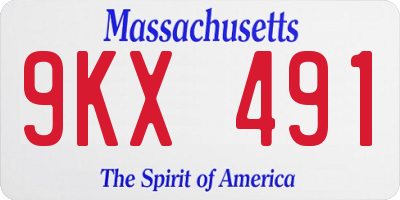 MA license plate 9KX491