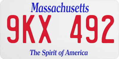 MA license plate 9KX492