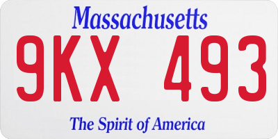 MA license plate 9KX493