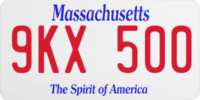 MA license plate 9KX500