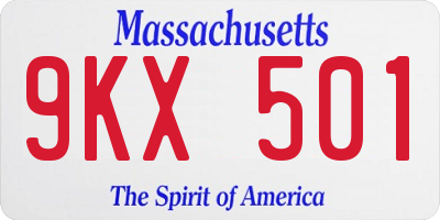 MA license plate 9KX501
