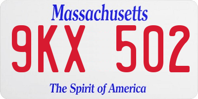 MA license plate 9KX502