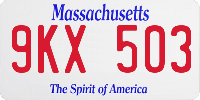 MA license plate 9KX503