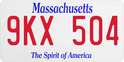 MA license plate 9KX504