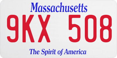MA license plate 9KX508