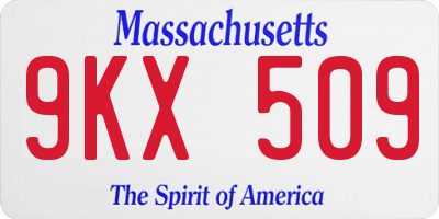MA license plate 9KX509