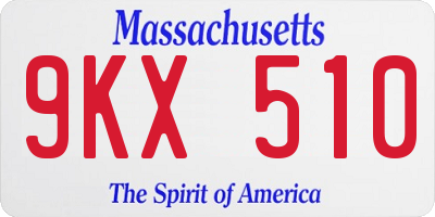 MA license plate 9KX510