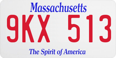 MA license plate 9KX513