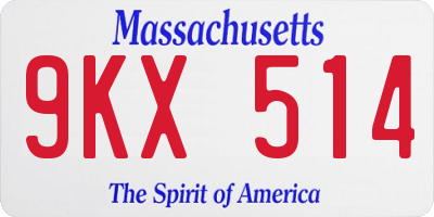MA license plate 9KX514