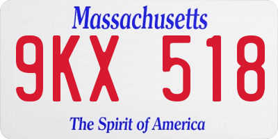MA license plate 9KX518