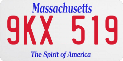 MA license plate 9KX519
