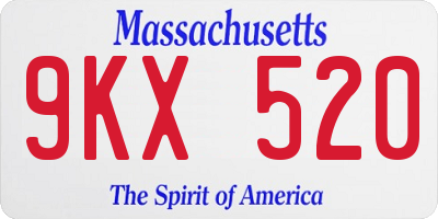 MA license plate 9KX520