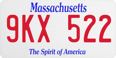 MA license plate 9KX522