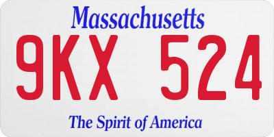 MA license plate 9KX524
