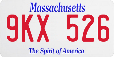 MA license plate 9KX526
