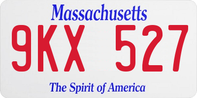 MA license plate 9KX527