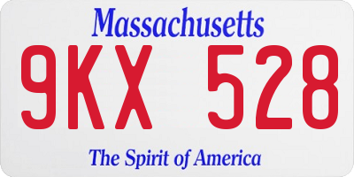 MA license plate 9KX528