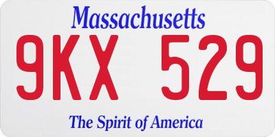 MA license plate 9KX529