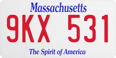 MA license plate 9KX531