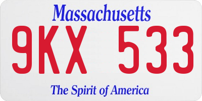 MA license plate 9KX533