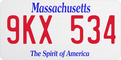 MA license plate 9KX534