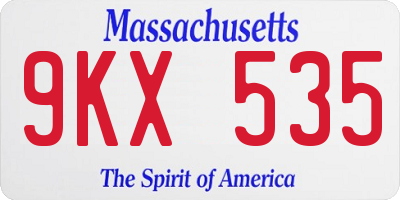 MA license plate 9KX535
