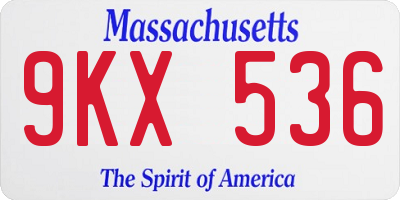 MA license plate 9KX536