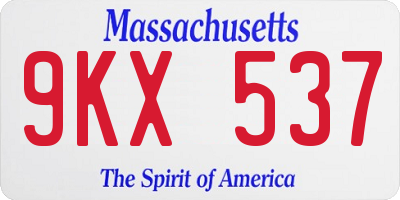 MA license plate 9KX537