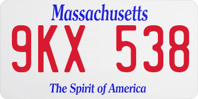 MA license plate 9KX538
