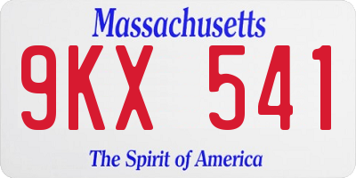 MA license plate 9KX541