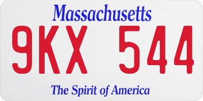 MA license plate 9KX544