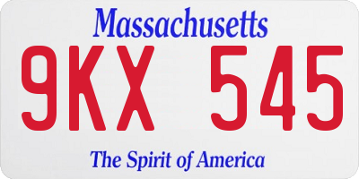 MA license plate 9KX545
