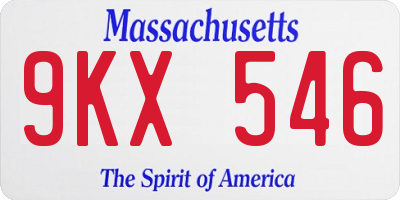MA license plate 9KX546