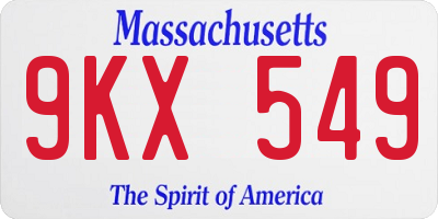 MA license plate 9KX549