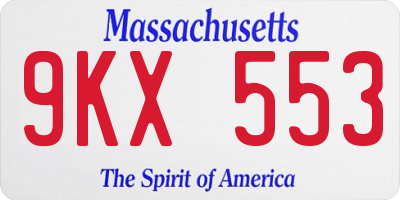 MA license plate 9KX553