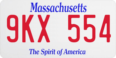MA license plate 9KX554