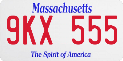 MA license plate 9KX555