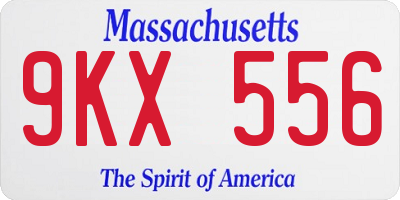MA license plate 9KX556