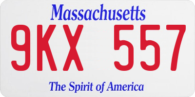 MA license plate 9KX557