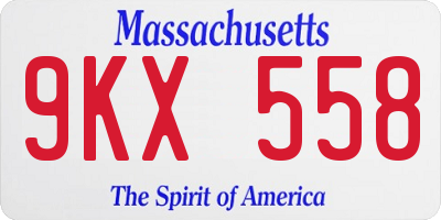 MA license plate 9KX558