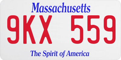 MA license plate 9KX559