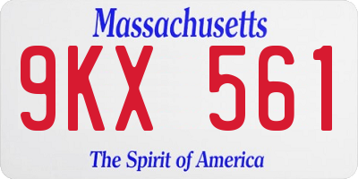 MA license plate 9KX561
