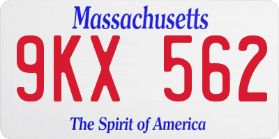 MA license plate 9KX562