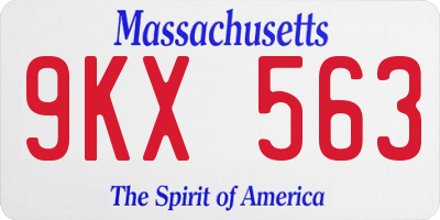 MA license plate 9KX563