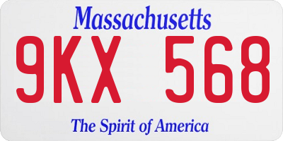 MA license plate 9KX568