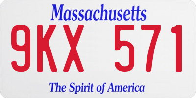 MA license plate 9KX571