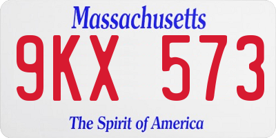 MA license plate 9KX573