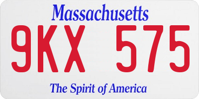 MA license plate 9KX575