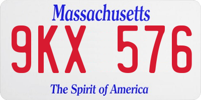 MA license plate 9KX576