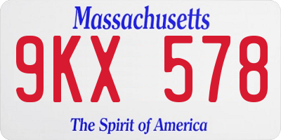 MA license plate 9KX578